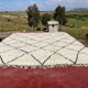 Very large vintage Beni Ouarain rug in cream wool with black diamonds, 426x344cm.