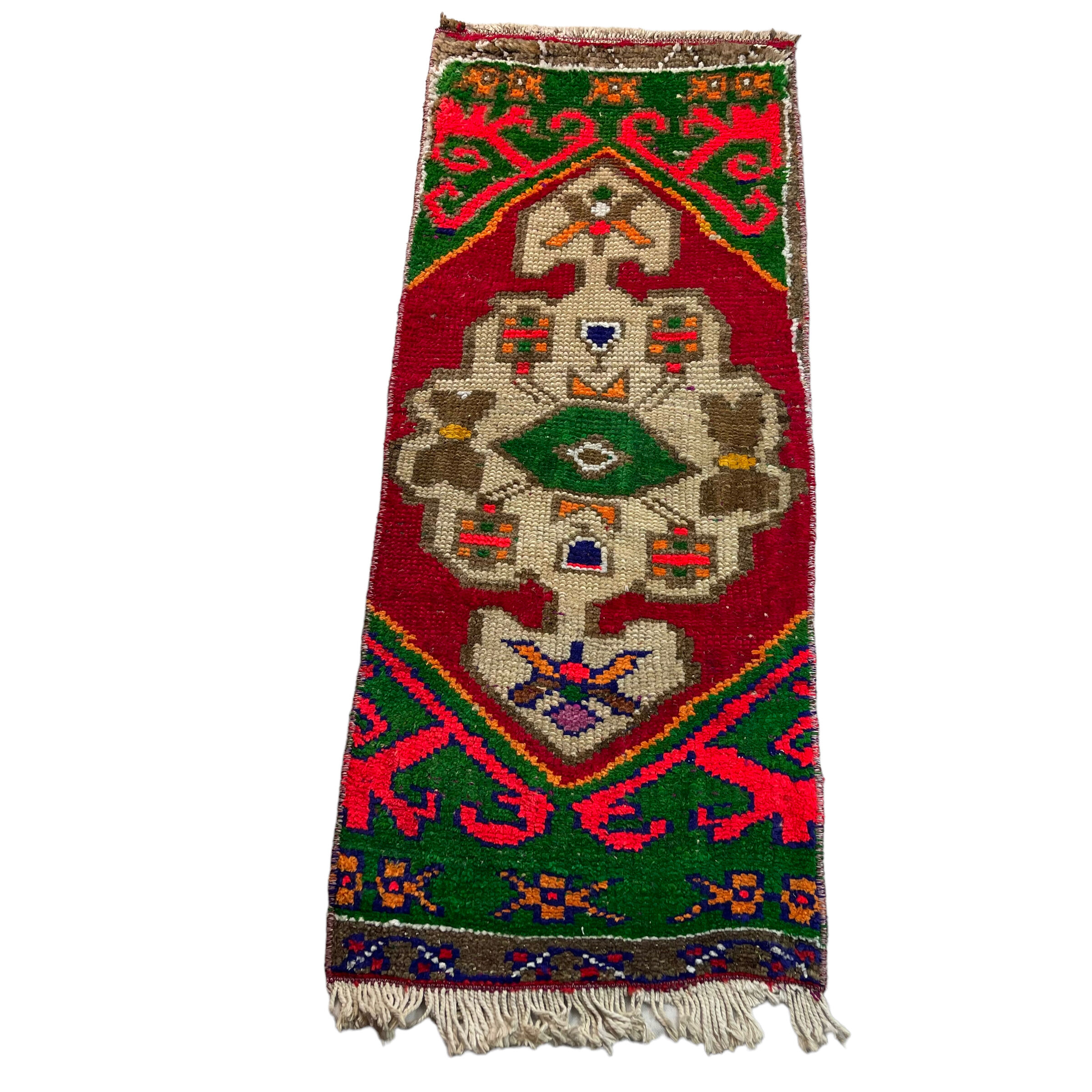 Tapis pastel turc vintage 100 x 43 cm