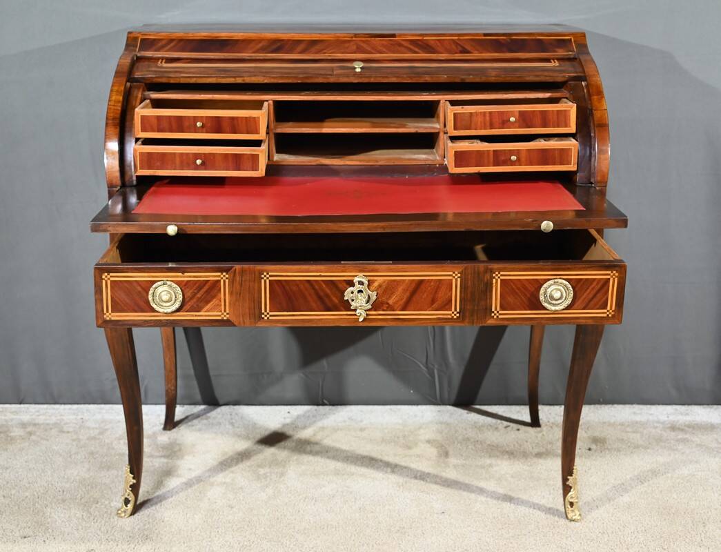 Mahogany and Rosewood Cylinder Desk, Louis XV period – 1st part XVI