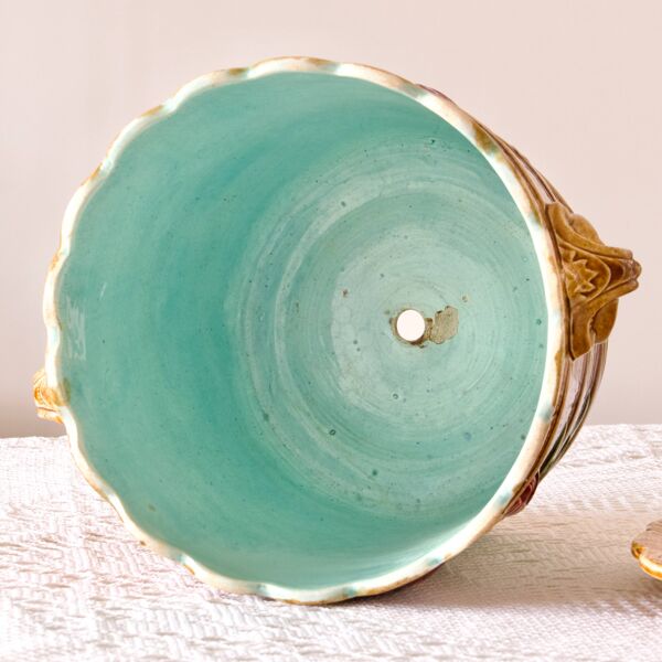 Grand cache-pot en barbotine de Wasmuel Art Nouveau XIXe