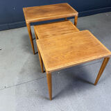 H.W. Klein. Bramin, three set tables/side tables, oak, 1960s, Denmark