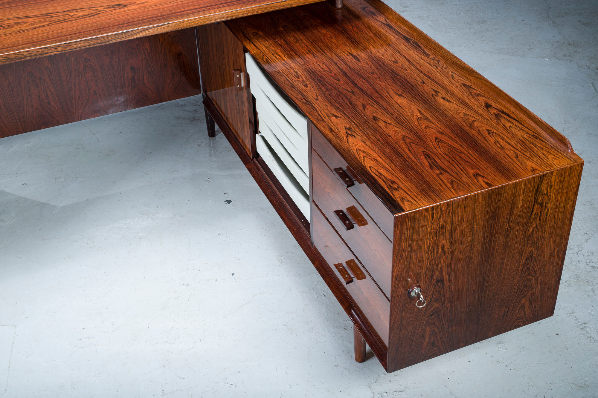 Executive Desk with Sideboard in Rosewood by Arne Vodder for Sibast Møbelfabrik, Denmark, 1950s