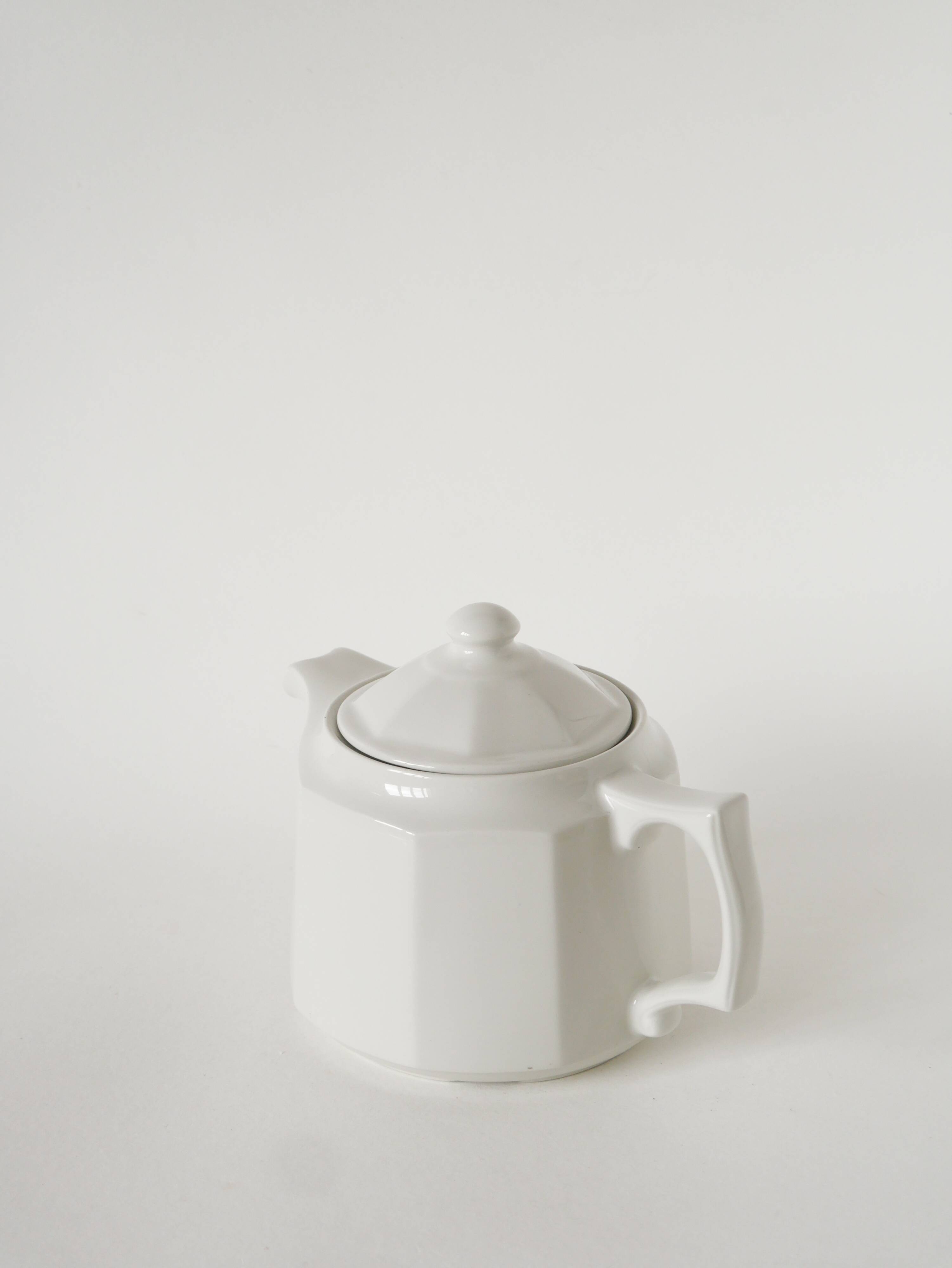 Faceted ceramic teapot, White, 1950