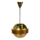 Mid Century Scandinavian Brass and Teak Pendant, 1960s