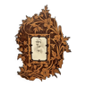 Inlaid wood photo frame with floral decoration