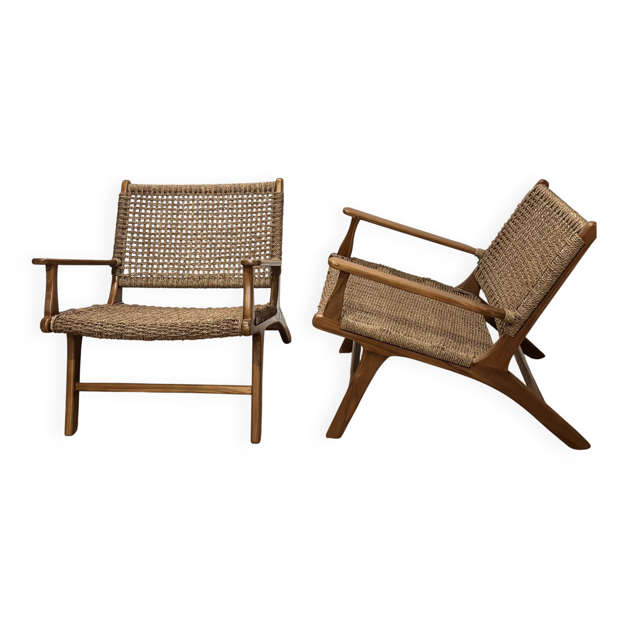Pair of armchairs in rope by Olivier de Schrijver
