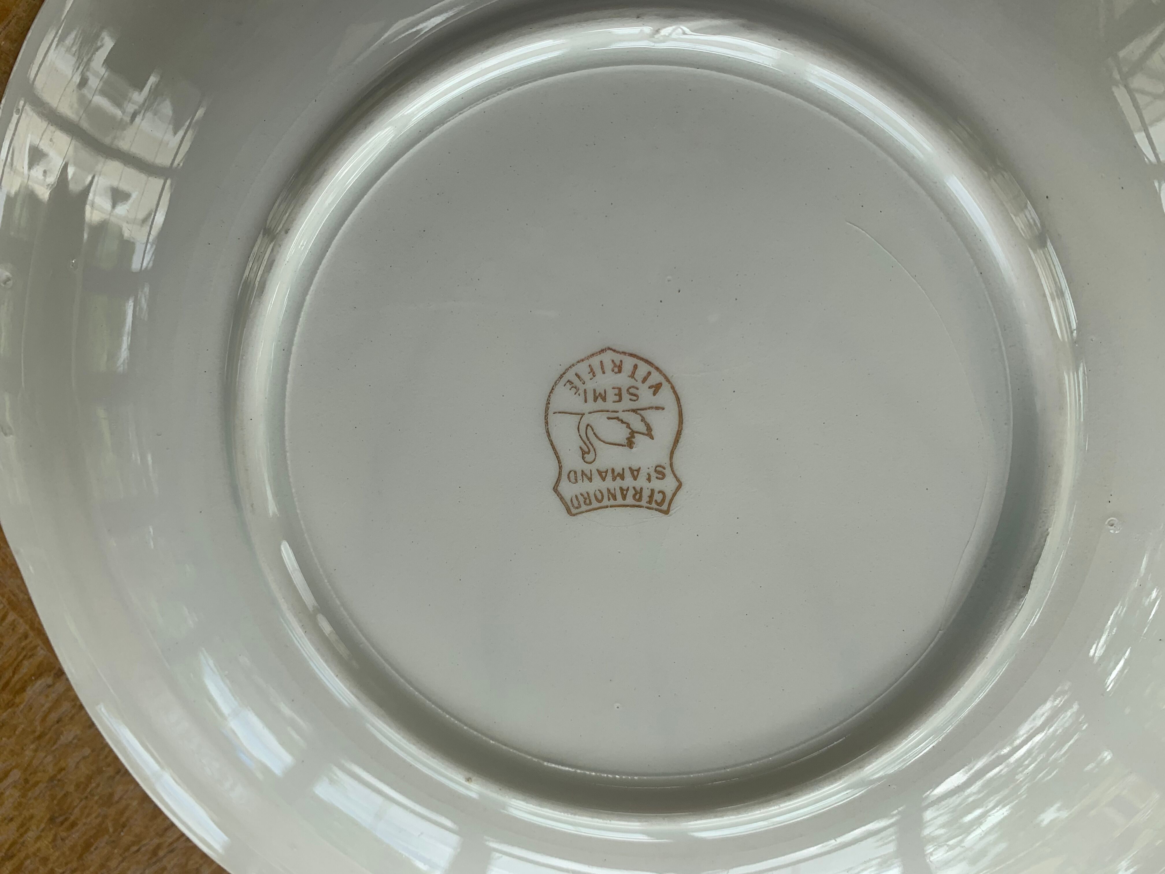 Cake set in yellow earthenware pattern black tulips ceranord Saint-Amand Vintage