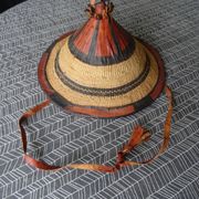 Chapeau berbère art ethnique vannerie et cuir