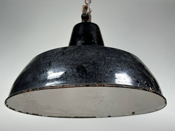 1930s/1940s Ceiling Lamp Industrial Lamp Enamel Loft Metal Bauhaus Design