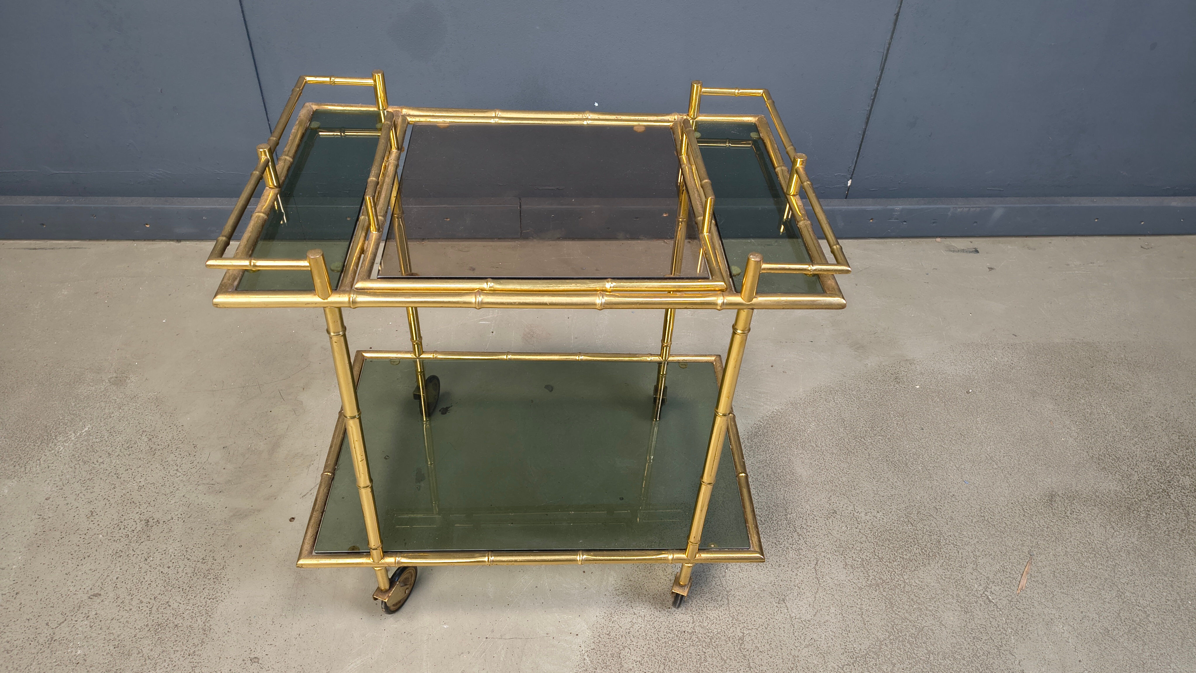 Vintage brass faux bamboo trolley, 1960s