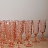 20 pink glass champagne flutes