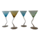 Set of 4 multi-colored dancing cocktail glasses, 1990