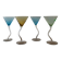 Set of 4 multi-colored dancing cocktail glasses, 1990