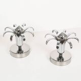 Pair of 1980s chrome metal space age wall lamps