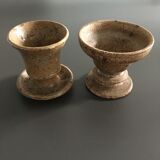 Set 2 stoneware candlesticks