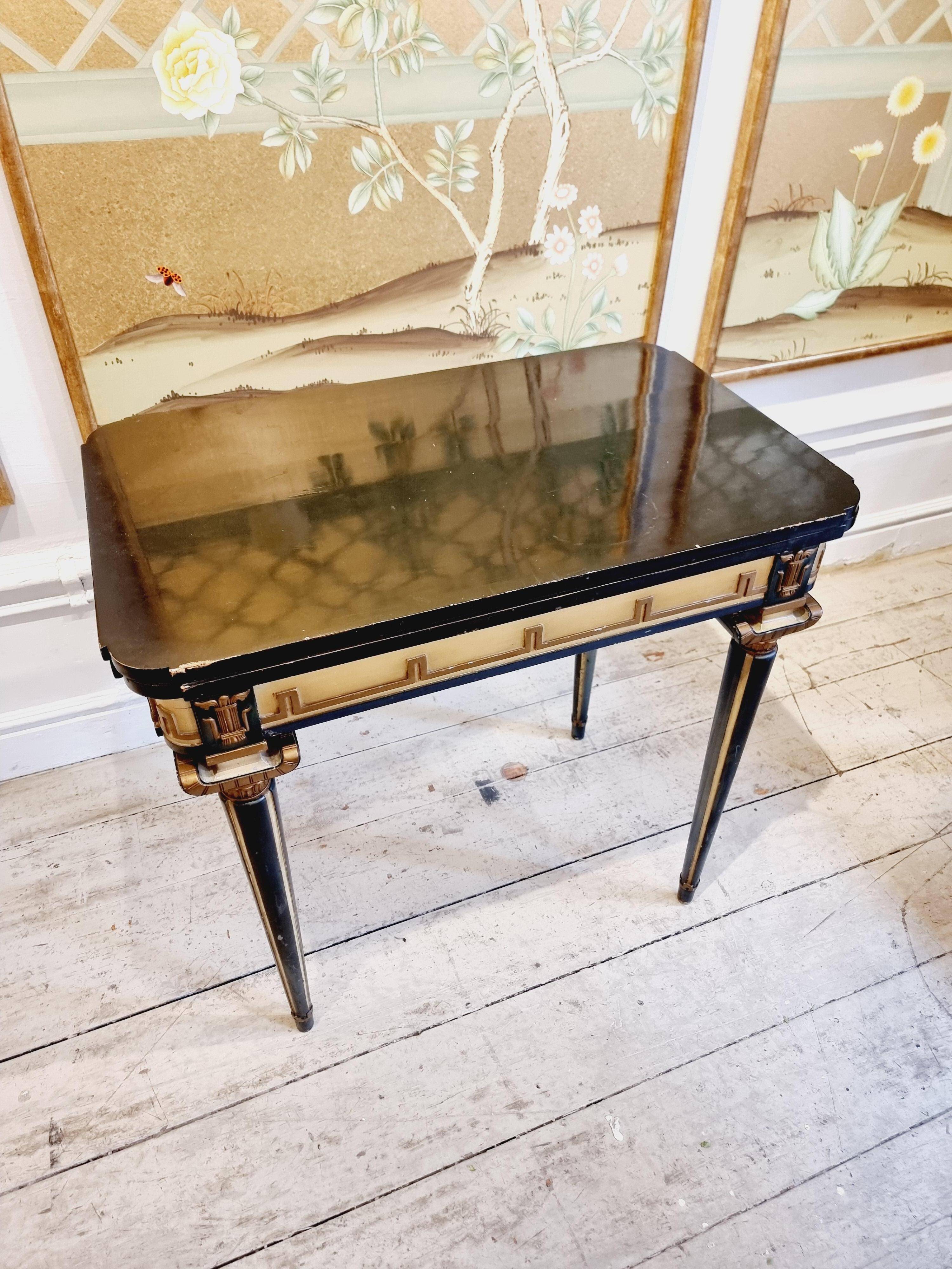 Swedish grace, game table with relief meander decoration, 1920s/30s.