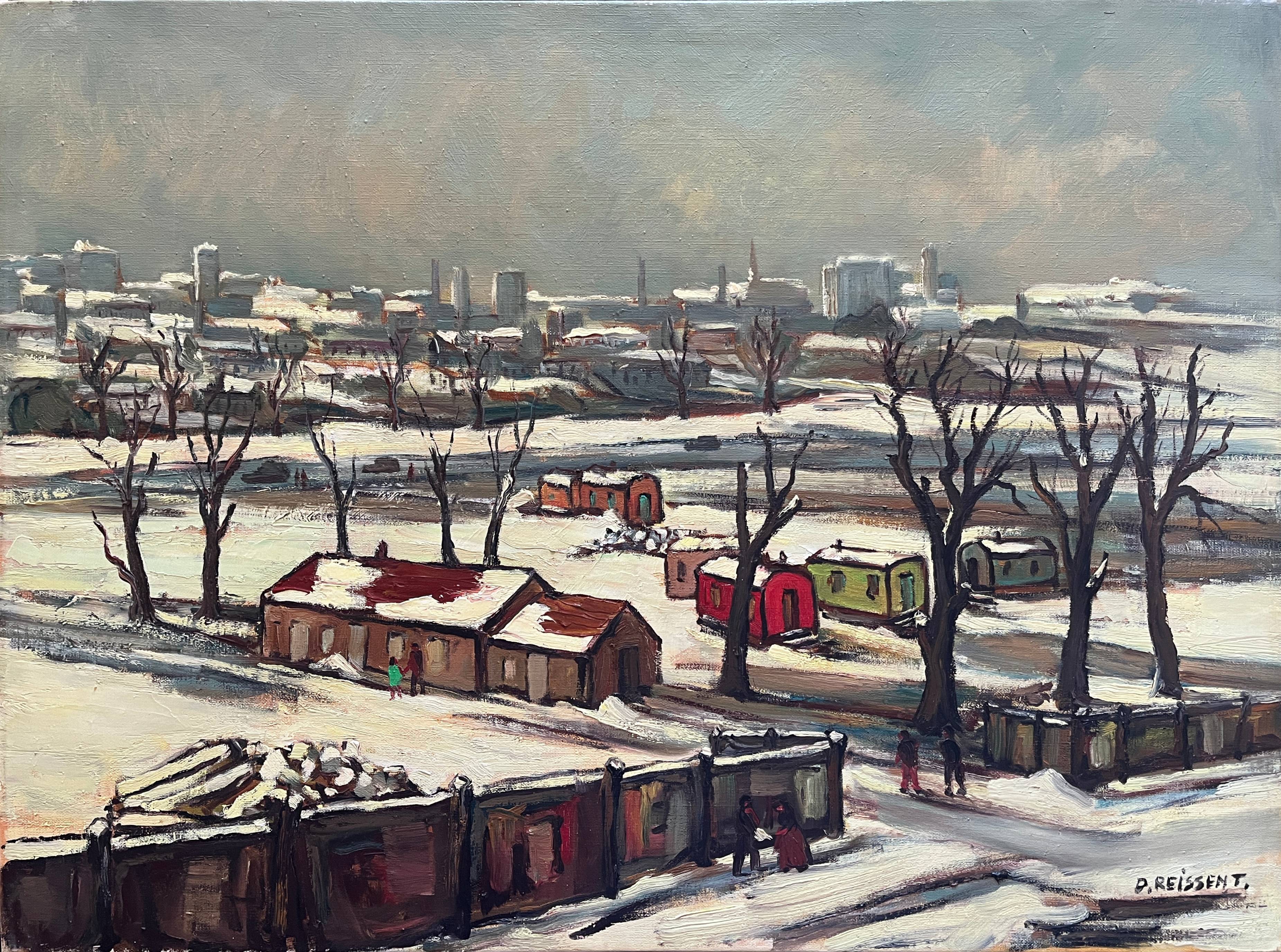 HST painting Denis Reissant "Outskirts of the city" Salon des Indépendants 1975