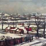 HST painting Denis Reissant "Outskirts of the city" Salon des Indépendants 1975