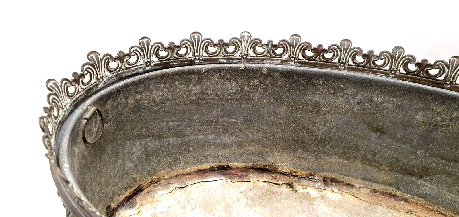 Old planter decorations medallion brass / bronze deco flower garden