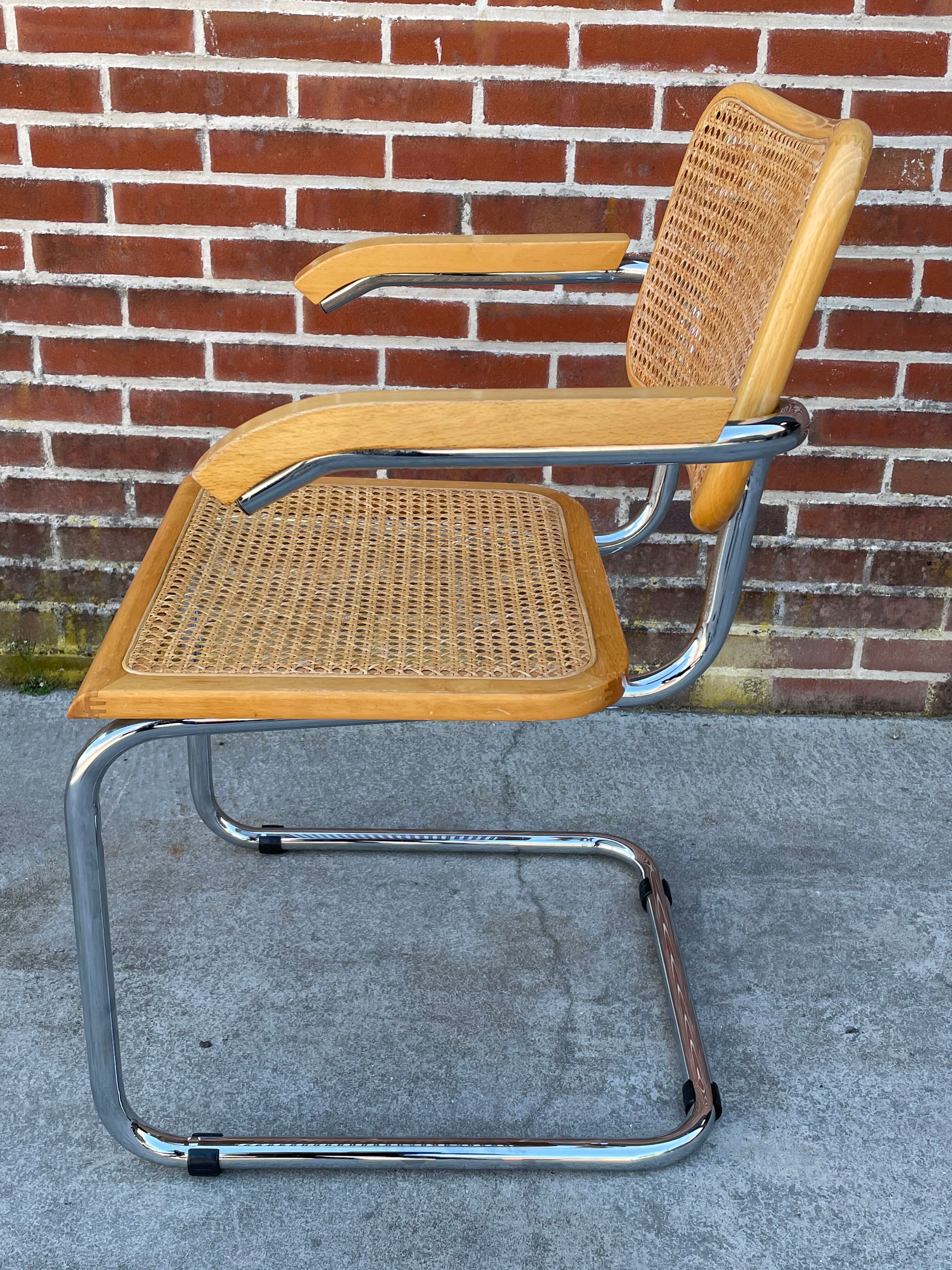 Cesca model design chair with armrests chrome version