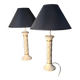 pair of patinated ceramic column bedside lamps, classic 50x30 cm