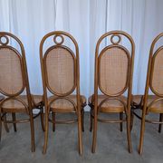Set of 6 Mid-century Bentwood Cane Dining Chair, Thonet Style, 1970s Yugosl