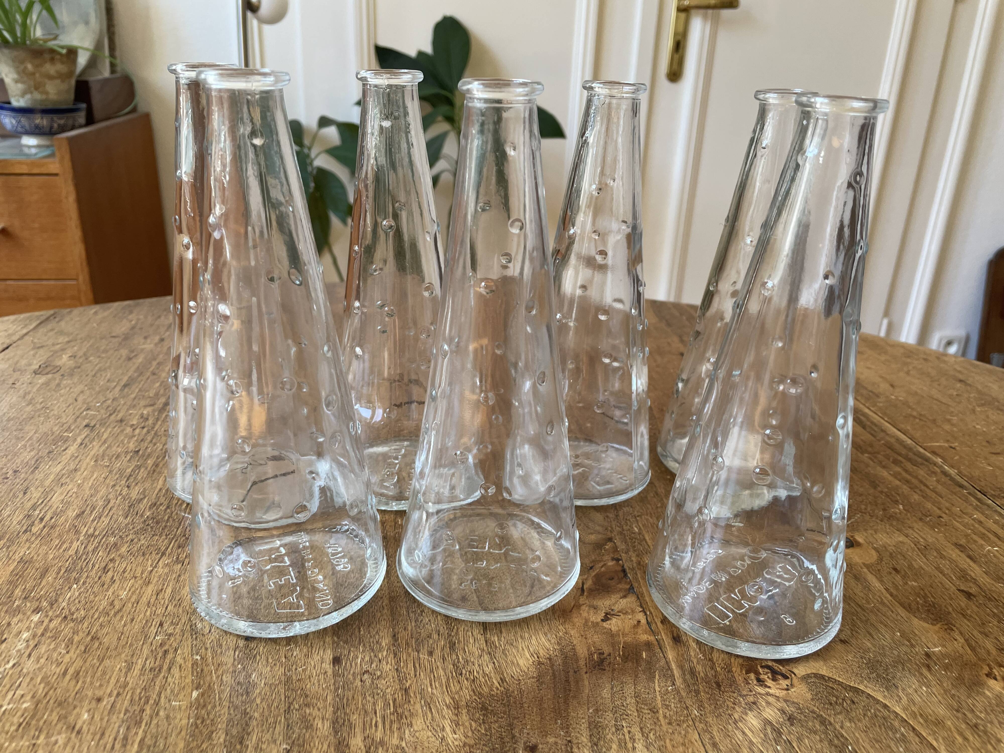 Set of 7 Ikea glass drop vases from the 90s