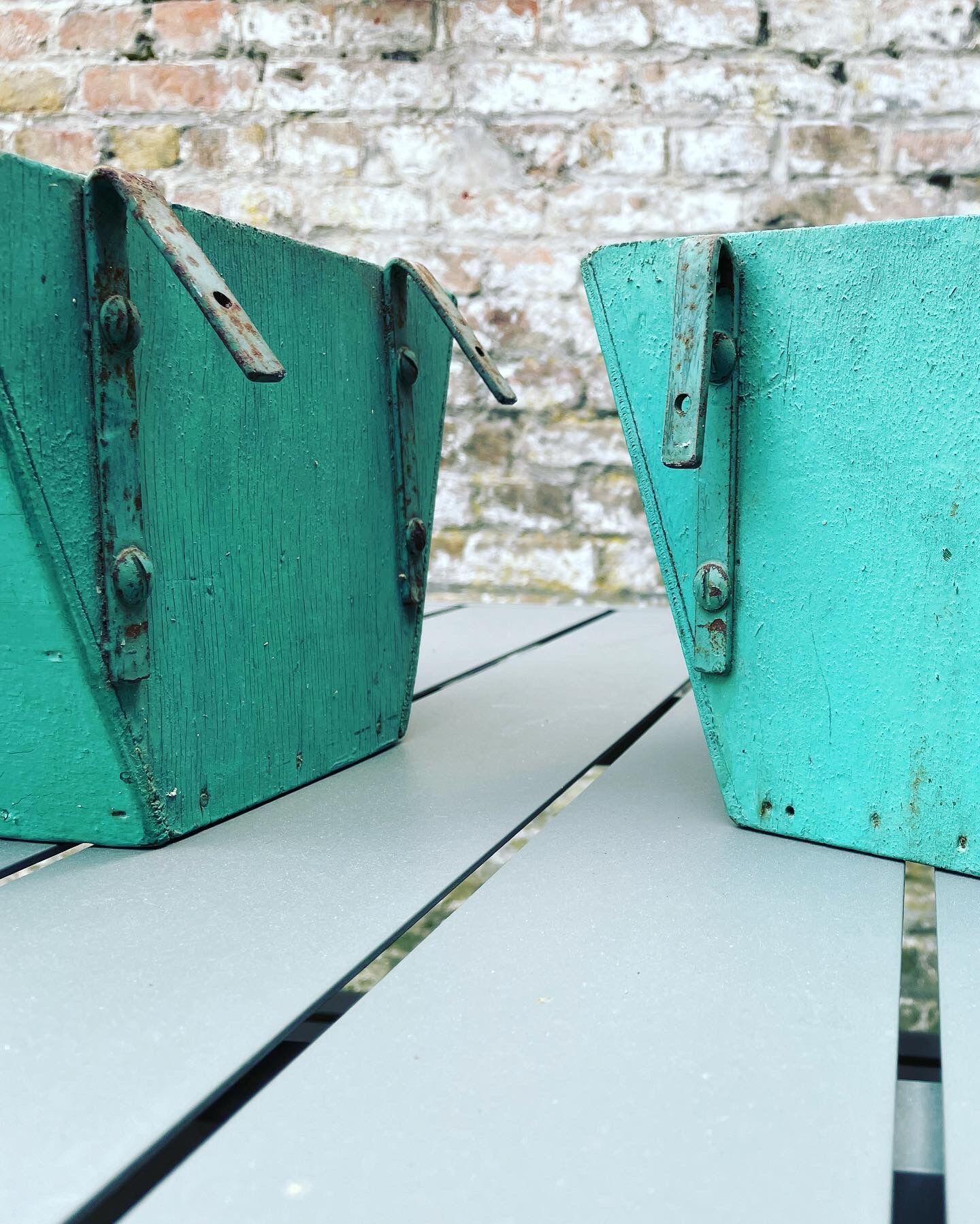 Pair of vintage wooden planters, circa 1950