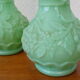 Pair of vintage vases in green opaline
