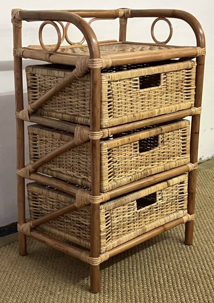 Vintage rattan chest of drawers