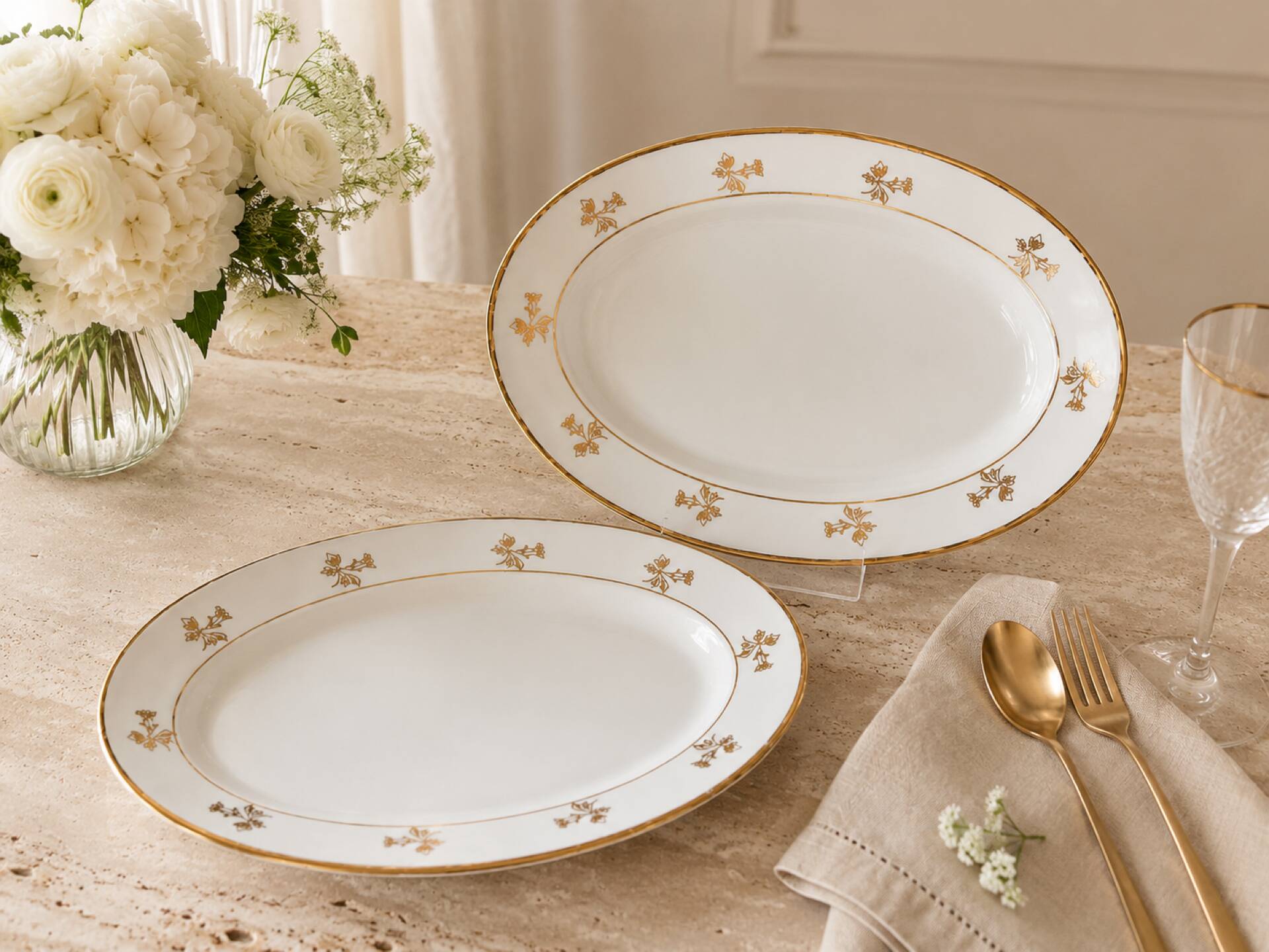 Paire de plats en porcelaine 1950