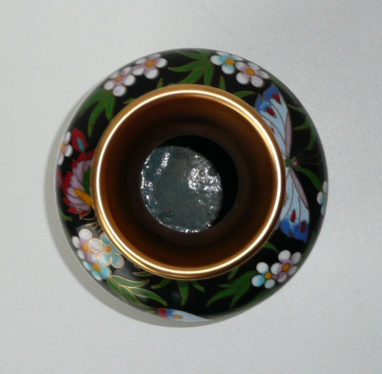 Butterfly partitioned brass vase