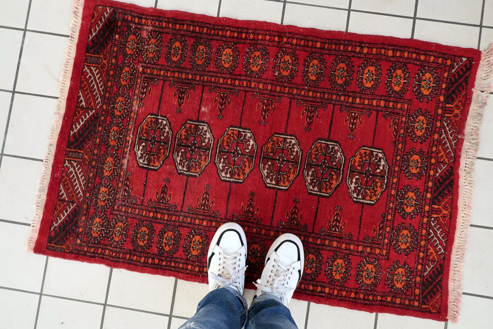 Vintage 1940s Uzbek Bukhara rug 82cm x 122cm - 1C1257
