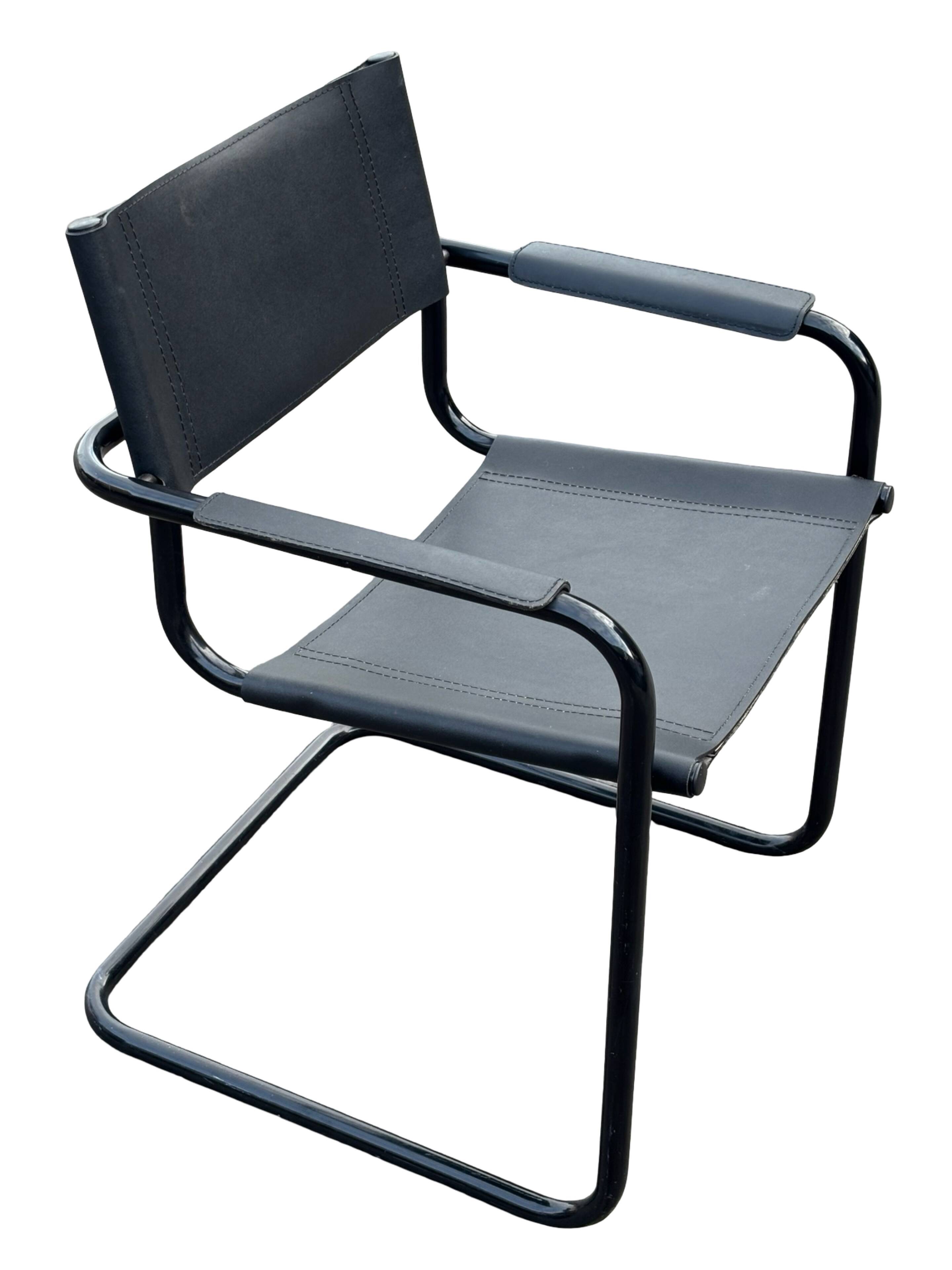 Set of 4 Bauhaus cantilever chairs in black imitation leather design