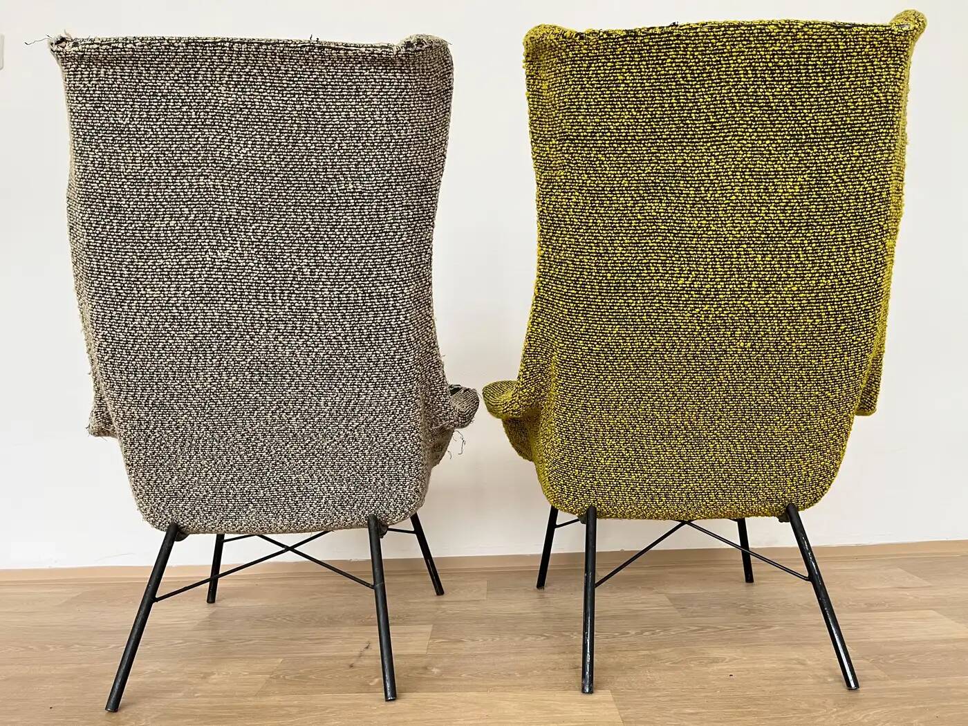 Pair of design fibreglass wing chairs by Miroslav Navratil, 1970s