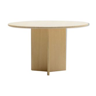 Round travertine dining table made in Italy, 70s.
