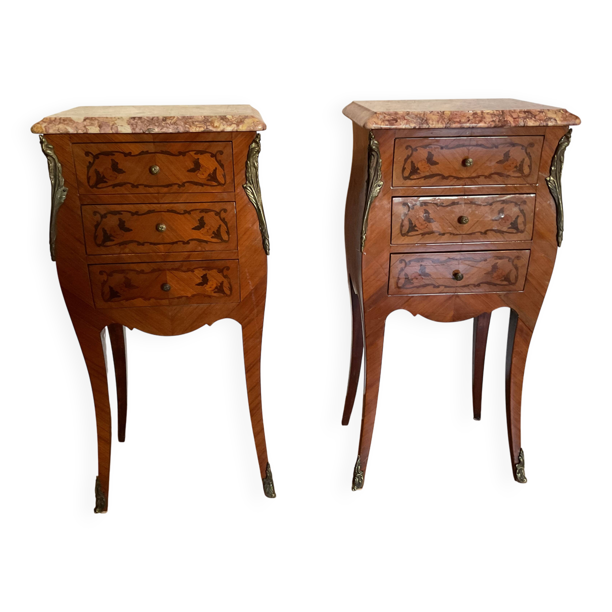 Paire de table de chevet Louis XV marqueterie an20