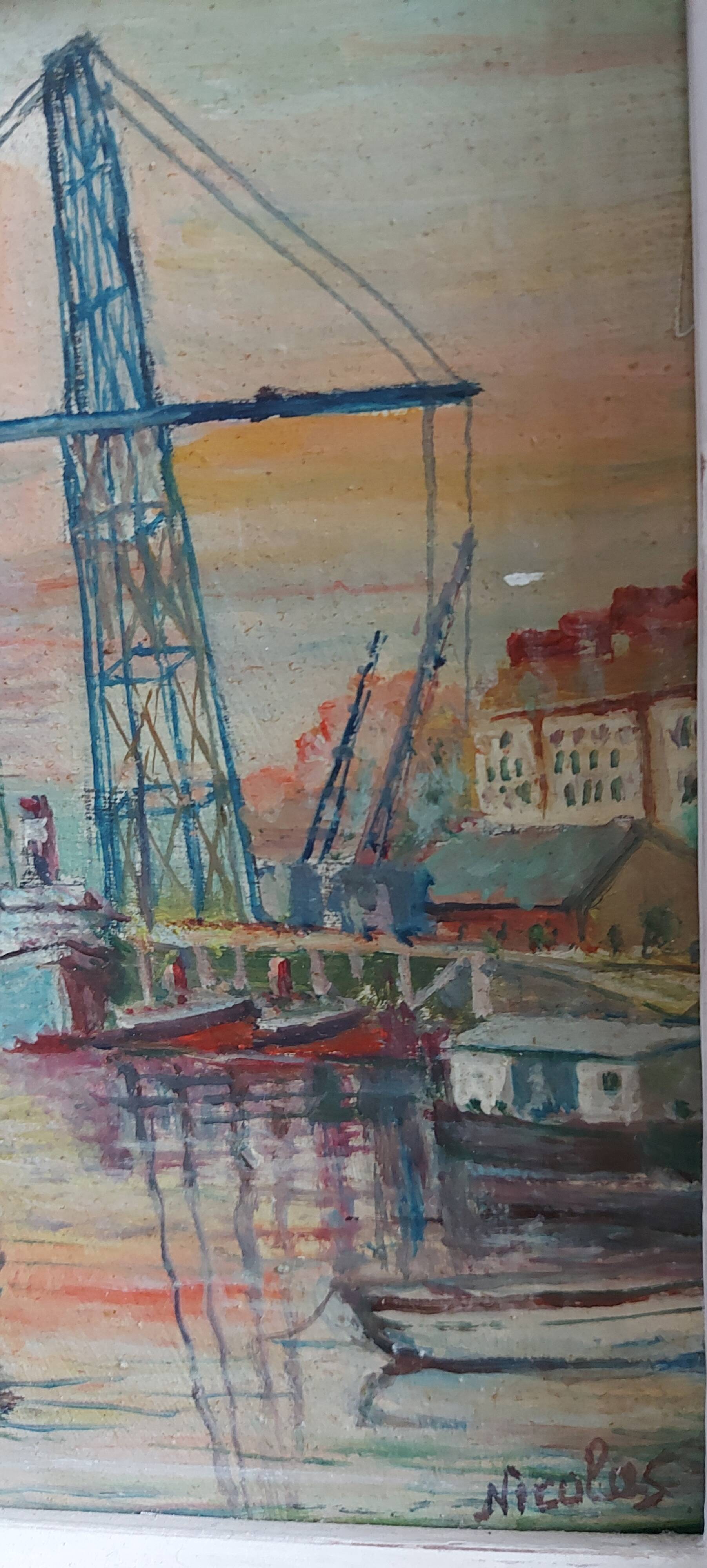 Oil painting Ferry deck