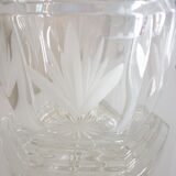 Champagne bucket in cut, engraved, thick crystal, signed "cristal de Lorraine"
