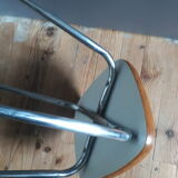 chrome Formica stool, brown seat 60s / Vintage