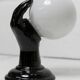 Main wall lamp in black ceramic 1960 original opaline globe