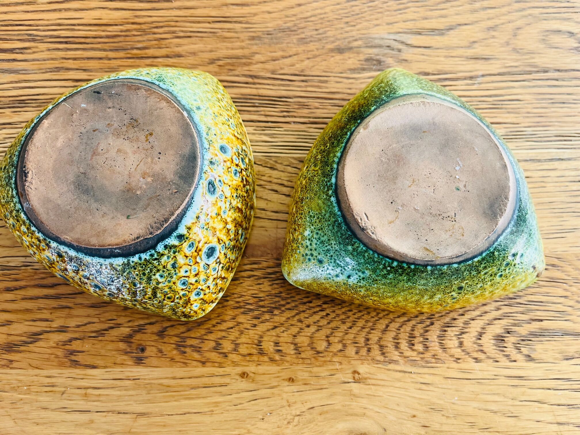 Duo of ceramic candlestick Fat Lava 70s.