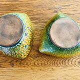 Duo of ceramic candlestick Fat Lava 70s.