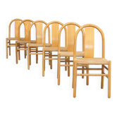 80s Annig Sarian round bend wooden dining chair for Tisettanta set/6