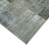 Hand-knotted oriental overdyed 174 cm x 240 cm grey patchwork carpet
