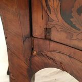 Louis XV style chest of drawers, richly inlaid, animated front and side. 19th century