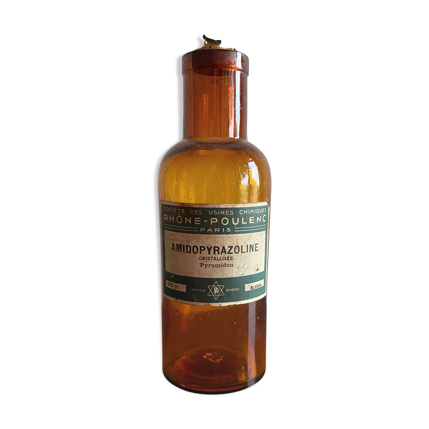 Old amidopyrazoline pharmacy bottle made of amber glass