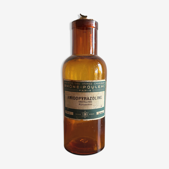 Old amidopyrazoline pharmacy bottle made of amber glass