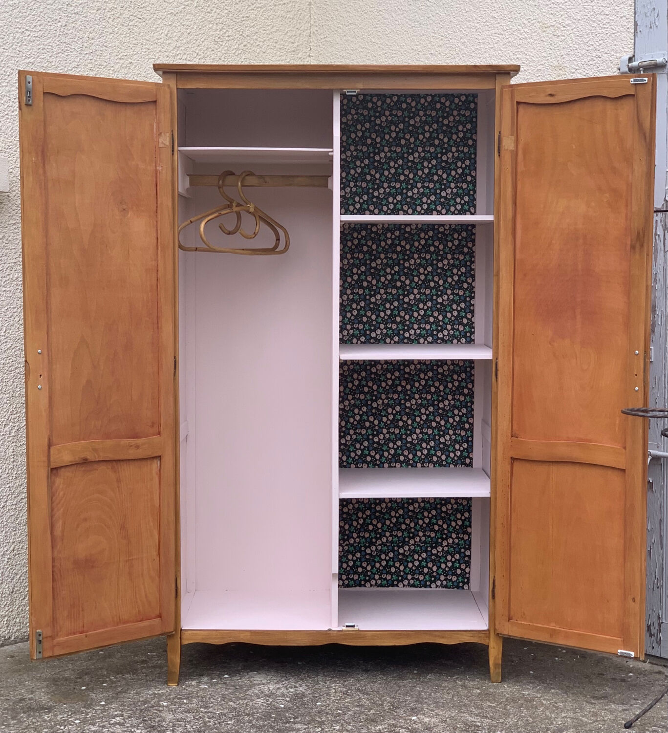 Parisian wardrobe vintage beech 1970