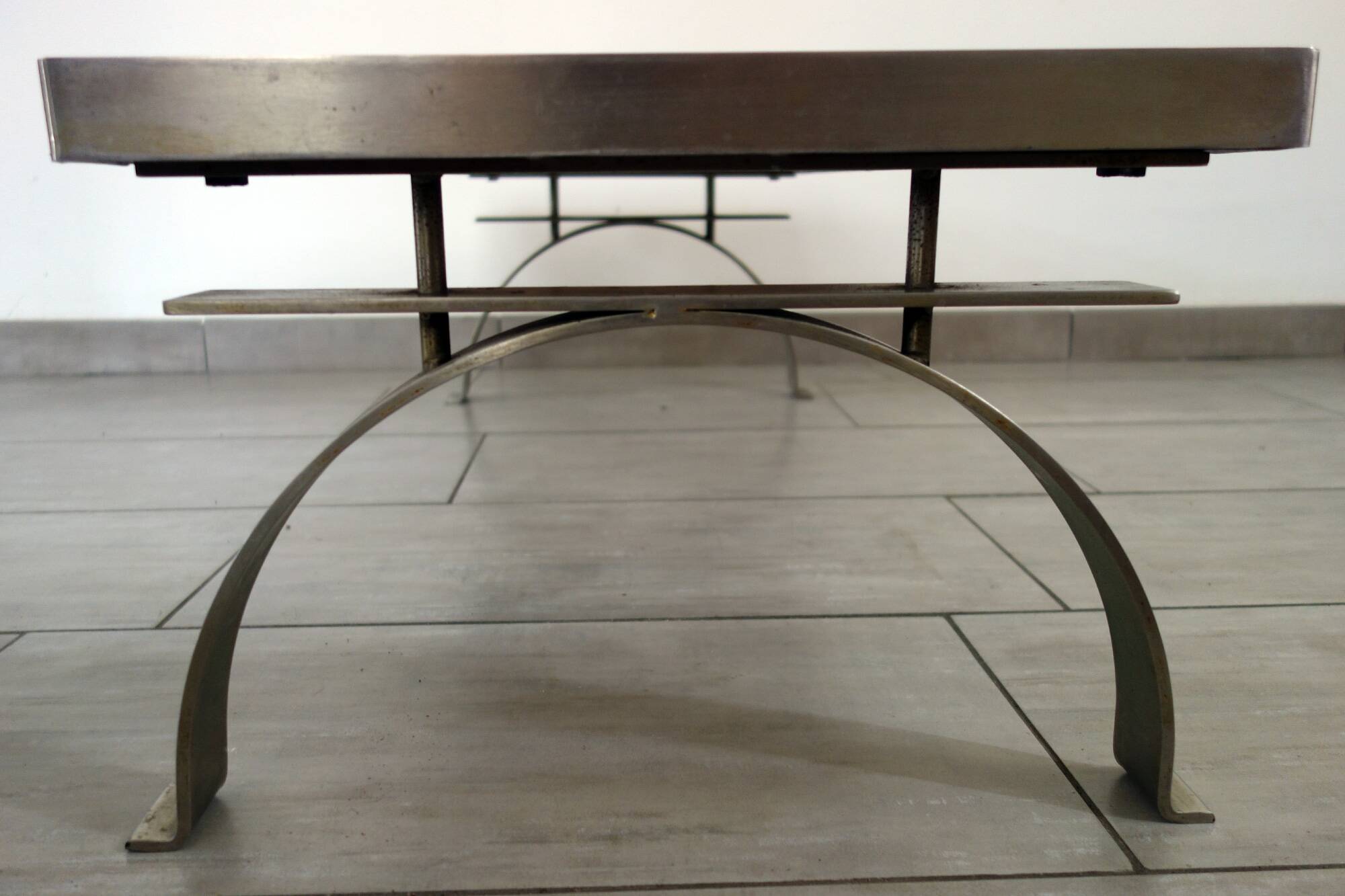 Jean Gregorieff coffee table for Roche Bobois, ceramic and brushed steel